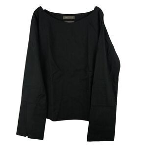 Hensely Shirt Womens Size 2 Boxy Fit Long Sleeve Stretch Cotton Blend Black